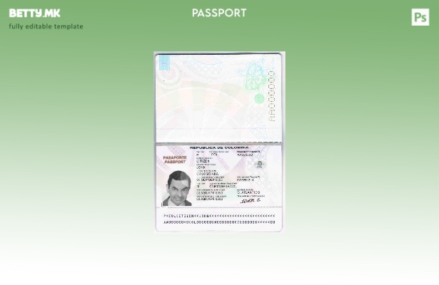 Шаблон за пасош на Колумбија во модерен стил